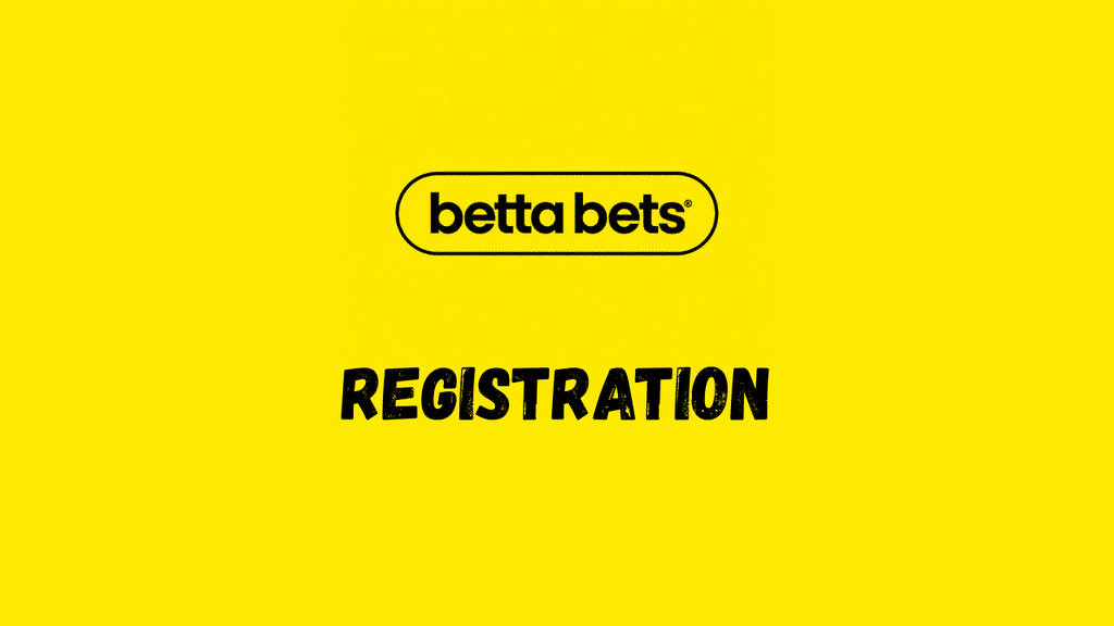 bettabets-registration-south-africa - Scatter South Africa Betta Bets logo centered above the bold REGISTRATION text on a bright yellow background.