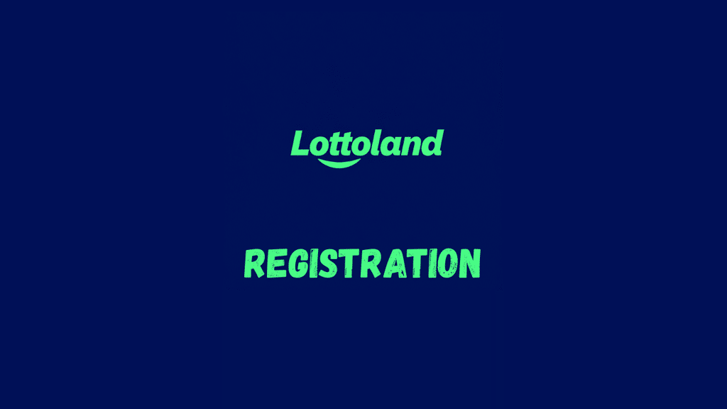 lottoland-registration-south-africa - Scatter South Africa Lottoland logo with a green curved smile beneath, and the word REGISTRATION in bright green on a dark blue background.