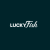Logo on dark teal gradient background with white cursive text reading 'LuckyFish' (partial view)