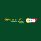 Marshall's World of Sport logo with a colorful MBET badge on a dark green background.