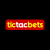 Tictabets logo in bold yellow and white letters on a red rounded rectangle, set against a black background.