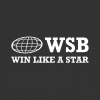 Logo with a white globe graphic and the bold letters 'WSB' on a dark background, accompanied by the slogan 'WIN LIKE A STAR' below.