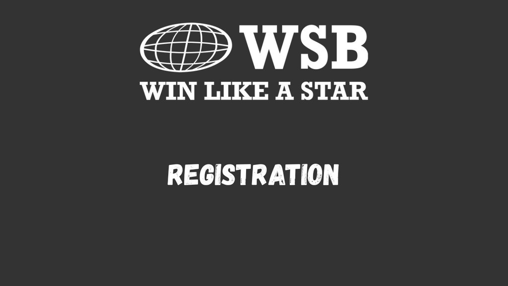 world-star-betting-registration-south-africa - Scatter South Africa WSB logo with globe symbol and 'WIN LIKE A STAR' above the word REGISTRATION on a dark background.